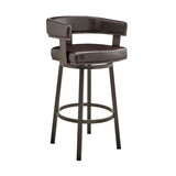 Swivel Counter Barstool with Curved Open Back and Metal Legs, Dark Brown B056P198168