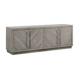 Jose 74 inch Acacia Wood Console Sideboard, Herringbone Design, Gray B056P198174