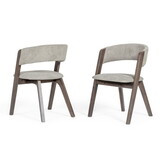 Cid 23 inch Modern Dining Chair, Curved Back, Set of 2, Gray Fabric B056P198176