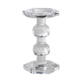 7 inch Candle Holder, Crystal Glass Solid Turned Pillar, Clear B056P198184
