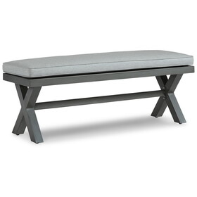 Asp 54 inch Outdoor Bench, Gray Aluminum Frame, Soft Polyester Cushioning B056P198189