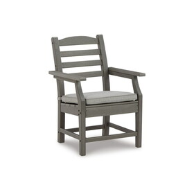 Clio 25 inch Outdoor Arm Chair, Set of 2, Gray Frame, Polyester Fabric B056P198190