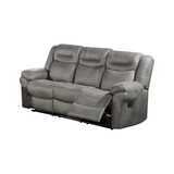 Betty 86 inch Manual Reclining Sofa, Pull Tab Footrest Mechanism, Gray B056P198192