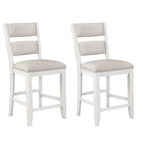 Kith 24 inch Counter Height Chairs, Set of 2, Padded Seat and Back, White B056P198195