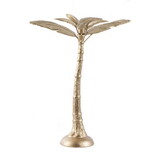 16 inch Tall Artisan Candle Holder Inspired by a Palm Tree, Iron, Gold B056P198196