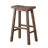 Wooden Frame Saddle Seat Bar Height Stool with Angled Legs, Large, Gray B056P198205
