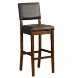 Wooden Bar Stool with Leatherette Upholstered Seat and Back, Brown B056P198210