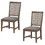 Wooden Chair with Fabric Upholstered Seat and Slat Style Back, Set of 2, Oak Brown and Gray B056P198213