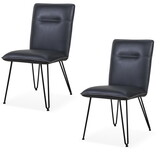 Leather Upholstered Metal Chair with Hairpin Style Legs Set of 2, Black B056P198216