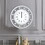 Mirrored Round Shape Wooden Wall Clock, White B056P204237