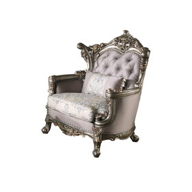 Wooden Chair with Engravings and Cabriole Legs, Purple and Silver B056P204242