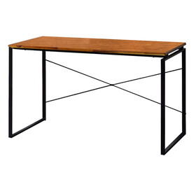 Sled Base Rectangular Table with x shape Back and Wood Top, Brown and Black B056P204249