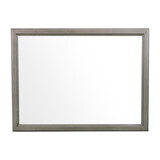 Wooden Square Mirror with Molded Details and Dual Texture, Gray B056P204263