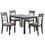 5 Piece Wooden Dining Table and Horizontal Slatted Back Chairs,Antique Gray B056P204274