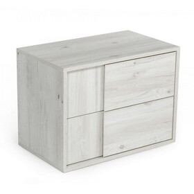 Wooden Nightstand with 2 Self Closing Drawers, White B056P204275