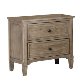 2 Drawer Wooden Nightstand with USB Slot, Gray B056P204279
