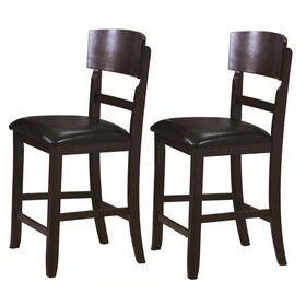 Counter Height Chair with Leatherette Seating, Set of 2, Brown B056P204282