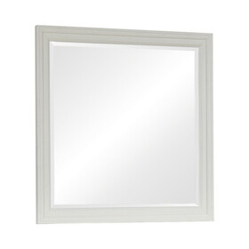 Wooden Mirror with Molded Trim Details, White B056P204283