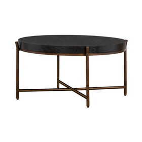 Sylvie Brushed Oak and Metal Round Coffee Table B056P204286