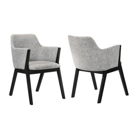 Renzo Light Gray Fabric and Black Wood Dining Side Chairs - Set of 2 B056P204287