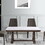 Dining Table with Marble Top and Trestle Base, White and Brown B056P204291