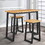 3 Piece Counter Height Table Set with Metal Sled Base, Black and Brown B056P204295