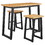 3 Piece Counter Height Table Set with Metal Sled Base, Black and Brown B056P204295