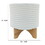 Ceramic Planter with Textured Pattern and Wooden Stand, White B056P204299