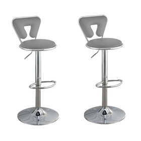 Adjustable Barstool with Round Seat and Stalk Support, Set of 2, Gray B056P204300