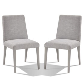 Hal 18 inch Parson Dining Chair, Fabric Upholstered, Set of 2, Silver, Gray B056P204302