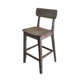 29 inch Rubberwood Barstool with Wood Grain Details, Panel Back, Brown B056P204303