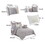 Queen Size 9 Piece Fabric Comforter Set with Medallion Prints, White B056P204319