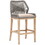 Counter Stool with Wooden Legs and Rope Back, Gray and Brown B056P204324