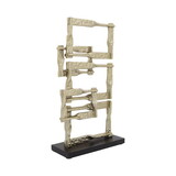 Jodie 23 inch Metal Modern Accent Decor, Stacked Squares, Block Base, Gold B056P204686