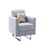 Lewa 34 inch Modern Accent Armchair, Silver Metal Legs, Tufted, Light Gray B056P204696