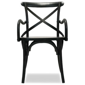 Rhy 18 inch Dining Armchairs, Set of 2, Metal Cross Backrests, Jet Black B056P204725