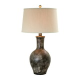 Aine 29 inch Hydrocal Table Lamp, Drum Shade, Urn Shaped Base, Slate Gray B056P204735