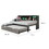 Metal Twin Bed with Bookcase and Rollout Trundle, Black and Silver B056P213629