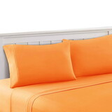 Bezons 3 Piece Twin Size Plain Sheet Set The Urban Port, Orange B056P213672