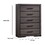 Wooden Chest with 5 Drawers and Finger Pull Handle, Gray and Black B056P213684