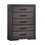 Wooden Chest with 5 Drawers and Finger Pull Handle, Gray and Black B056P213684