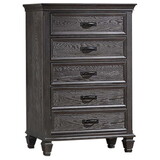 Eli 52 inch Tall Dresser Chest, 5 Drawers, Bar Handles, Weathered Brown B056P214821