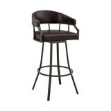 Mayla 30 inch Swivel Bar Stool, Metal Flared Legs, Brown Faux Leather B056P214829