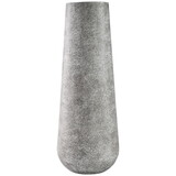 Fin 21 inch Cylindrical Metal Vase, Subtly Textured, Antique Gray White B056P214836