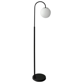 63 inch Modern Metal Floor Lamp, Frosted Glass Globe Shade, Black, White B056P214838