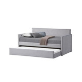 Modern Twin Daybed with Trundle, Nailhead Trim Backing, Soft Gray Velvet B056P214839