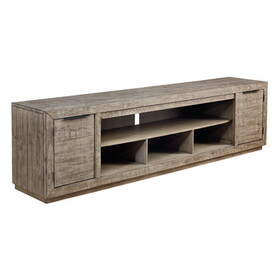 92 inch Rustic Wood TV Entertainment Console, Low Profile, Brown B056P214847