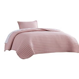 Cabe 2 Piece Twin Comforter Set, Polyester Puffer Channel Quilt, Rose Pink B056P214862