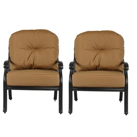 Zoe 28 inch Outdoor Patio Club Chair, Cushion, Set of 2, Aluminum, Brown B056P214863