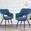 Eden 23 inch Modern Dining Chair, White Fabric, Blue Metal Legs, Set of 2 B056P214884